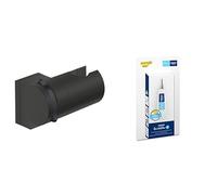 GROHE Vitalio Universal QuickFix + QuickGlue S - Soporte de pared ajustable para duchas de mano (fuerza de sujeción: máx 20 kg, incluye tornillos y tacos, fácil de montar), negro mate, 261832431