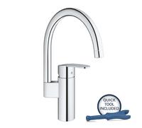 GROHE Grifo de fregadero Wave Cosmopolitan – caño alto en C, cromo 32449001