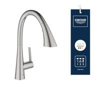 Grohe Zedra - Grifo de fregadero con ducha extraíble, supersteel 32294DC2