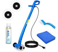 Grout Groovy! Paquete de limpiador de lechada | Máquina limpiadora eléctrica de lechada de azulejos con cable de 20 pies | 3 ruedas de cepillo | 1 limpiador | 1 cepillo de mano para lechada | 1 paño