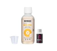 GROWMANIA Bio Down de BioBizz 500 ml + Muestra Boost Up de Up Nutrients + Vaso Medidor | Ajustador de PH para Jardines Urbanos | Optimiza la Absorción de Nutrientes