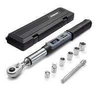 GROWNEER Llave dinamométrica digital de 6,8 a 135 Nm, 3/8 pulgadas, con indicador LED de zumbador y colorido, juego de llaves dinamométricas electrónicas para reparación de bicicletas, motocicletas y