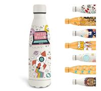 Grsta Botella Agua Acero Inoxidable, 500ml Botella Termica, Botella Reutilizable sin BPA, Botella Agua Personalizada con Cohete, Doble Aislamiento al Vacío, para la Escuela, Oficina, Viajar, Blanco