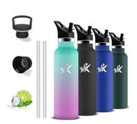 Grsta Botella Agua Acero Inoxidable, Botella Termica 500ml, A Prueba de Fugas, Cantimplora con Pajita, Mantiene 24H Frio/12H Calor, Cantimplora Infantil, para la Oficina, Cámping, Deportes, Escuela