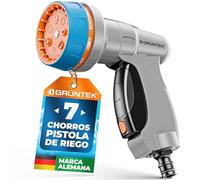 GRÜNTEK Pistola de Riego Pistola para Manguera de Jardín - Pulverizadora con 7 Spray lígera y Resistente - Se controla de una mano - Water-Stop integrado