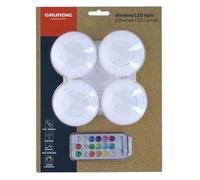 Grundig Juego de 4 lámparas LED inalámbricas - Lámpara de noche con mando a distancia - Lámpara de mesa LED autoadhesiva - Luz nocturna con cambio de color - Funciona con pilas - Juego de 4