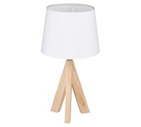 Grundig - Lámpara de mesa con pie de madera y plástico pantalla madera, color blanco 99603