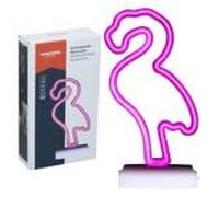 Grundig Lámpara de mesa Flamingo Neon - Inalámbrico con 42 LED - Lámpara de escritorio LED USB-C Batería - Lámpara Ambiente Rosa Dormitorio