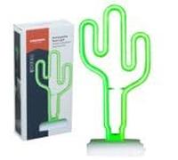 Grundig - Lámpara de mesa inalámbrica de neón Cactus (53 LED USB-C recargable, lámpara de escritorio, luz verde