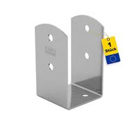 GRUNDLINE Sujetaposte en U para atornillar - Ancla de poste 100x100 - Soporte de poste - Perfil U de acero - Anclaje de suelo para postes de madera - Calzador de poste - Base de soporte para postes de