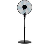Grunkel Ventilador de Pie de 50W- 16" 40cm de diametro con 3 Velocidades y 5 aspas, Altura Regulable hasta 118cm. Cabezal inclinable, oscilación automatica 90° y cable de 1,4m (Negro O)