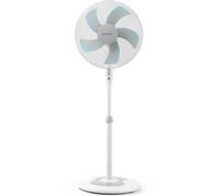 Grunkel Ventilador de Pie de 50W- 16" 40cm de diametro con 3 Velocidades y 5 aspas, Altura Regulable hasta 118cm. Cabezal inclinable, oscilación automatica 90° y cable de 1,4m (Blanco O)