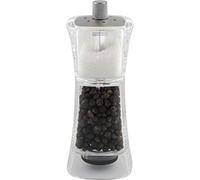 Grunwerg Gmill Molino combinado de sal y pimienta de acrílico, molinillo de pimienta ajustable de cerámica y salero, 13 cm, transparente