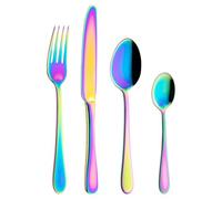 Grunwerg Windsor Juego de Cubiertos de 16 Piezas, Arco Iris, Acero Inoxidable 18/10, 4 x Cuchillos de Mesa, Tenedores de Mesa, Cucharas de Postre, Cucharillas de Té