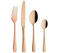 Grunwerg Windsor Juego de Cubiertos de 16 Piezas, Cobre, Acero Inoxidable 18/10, Recubrimiento PVD, 4 x Cuchillos de Mesa, Tenedores de Mesa, Cucharas de Postre, Cucharillas de Té