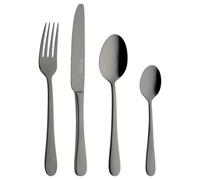 Grunwerg Windsor Juego de Cubiertos de 16 Piezas, Negro, Acero Inoxidable 18/10, Recubrimiento PVD, 4 x Cuchillos de Mesa, Tenedores de Mesa, Cucharas de Postre, Cucharillas de Té