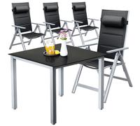 Grupo de asientos de jardín Bern Premium 5 piezas aluminio plateado