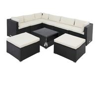 Grupo de asientos Lounge Set XXL Negro/Crema