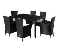 Grupo de asientos polyrattan 6 sillas +1 mesa negro WPC