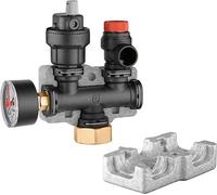 Grupo de seguridad para calderas Caleffi, fabricado en plástico, hasta 50 kW, conexión de 1", presión máxima de 3 bar, certificado