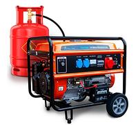 Grupo Electrógeno Híbrido, 7kW 3F, Potencia máx. 7500W, Capacidad del depósito 25L, funcionamiento hasta 11 horas, Protección contra averías/sobrecargas, Generador electrico gasolina/generador a gas