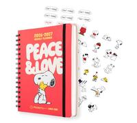 Erik Agenda escolar Snoopy 2026-2027 Semana vista A5 Tapa dura, anillas, pegatinas e ilustraciones
