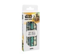 Grupo Erik Boligrafos Star Wars, The Mandalorian - Pack de 4 Boligrafos | Borrables de Gel de Colores: Negro, Rojo, Azul y Verde, Material Escolar y Papeleria Oficial