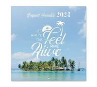 Grupo Erik Calendario 2024 pared Tropical Paradise - Calendario pared 2024 - Planificador mensual 30x30 cm - Calendario Paraiso Tropical 2024