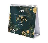 Grupo Erik Calendario escritorio Deluxe 2022 Glitter Gold Dreams - Calendario 2022 sobremesa - Calendario 2022 Glitter │ Calendario Grupo Erik - Calendario mesa 2022 - Calendario anual