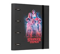 Grupo Erik Carpeta Anillas A4 Stranger Things Merchandising | Archivador 4 Anillas de Tapa Dura y Banda Elastica, Archivadores Escolares para Niños y Niñas
