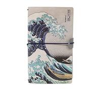 Grupo Erik Cuaderno de viaje Hokusai Ola de Kanagawa | Diario de viaje Recargable, Travel Journal de Cuero sintético, Regalo Mujer, 2 cuadernos en el interior (19,6x12 cm)