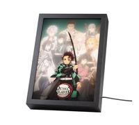 Grupo Erik Cuadro Demon Slayer Manga - Marco Anime Guardianes de la noche Luz Led, Cuadros Decoracion Dormitorios | Lampara Escritorio: 3 Tonos de Luz y 5 Niveles de Brillo, 20x28cm