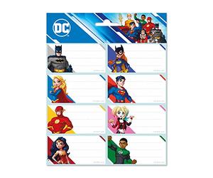 Grupo Erik Etiquetas adhesivas superhéroes DC Comics - Pegatinas libro nombres/Pack etiquetas escolares - Producto con licencia oficial, ELE0289