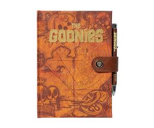 Grupo Erik Goonies Cuaderno A5 lineas con Boligrafo | Merchandising Oficial: Diario personal con Boligrafo Proyector, Regalo para Fans, Tapa dura y Marcapáginas, 192 págs