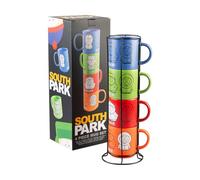 Erik Juego 4 Tazas South Park – Porcelana 300 mls – Aptas lavavajillas y microondas, con soporte