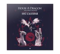 Grupo Erik La Casa del Dragón Calendario 2027 Pared - Almanaque 2027 | 30x30cm, Planificador Mensual, 12 Ilustraciones, Póster Incluido, Sobre Protector, En 6 Idiomas, Juego de Tronos regalos