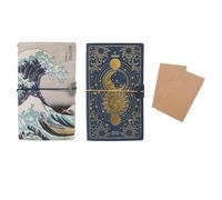 Grupo Erik pack Cuadernos de viaje + recambio: Cuaderno de viaje Hokusai + Cuaderno de viaje Astral: Cuadernos de notas cuero sintético + Recambios (2 * 40págs.)