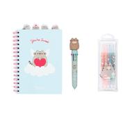 Grupo Erik pack Papelería Pusheen: Bolígrafo 3D multicolor, boligrafo 10 colores en 1 + Cuaderno A5, bloc de notas pack subrayadores, 4 marcadores
