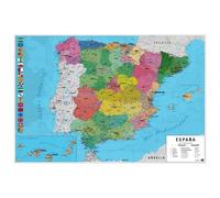 Grupo Erik – Póster Mapa España físico-político en español – 61 x 91,5 cm a todo color