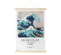 Erik Póster de tela Ola de Kanagawa – Banderola enrollable con soporte de madera 53x71 cm