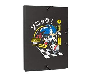 Grupo Erik Sonic Carpeta Escolar A4 | Carpeta Solapas para Niños y Niñas, Material escolar, Tapa Dura con Gomas, Merchandising Oficial