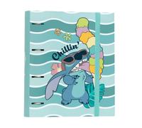 Grupo Erik Stitch Archivador 4 anillas - Carpeta anillas A4 | Archivadores Escolares para Niños y Niñas, Material escolar, Tapa Dura con Banda elástica, Merchandising Oficial