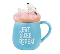 Grupo Erik Taza Snoopy 3D Con Tapa - Grande XL de Cerámica 500 ml Para Desayuno - Bonito y Original Para Regalar