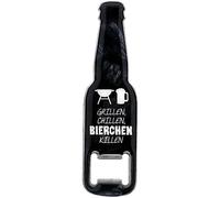 GRUSS & CO Abrebotellas diseño "Grillen, chillen, Bierchen killen" | divertido abrebotellas con imán | regalo para hombres, regalo de fiesta | 48593