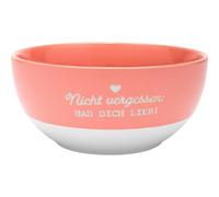 GRUSS & CO Cuenco con diseño Hab dich lieb | Cuenco de gres esmaltado de colores, con Garvur y frase, 60 olor rosa, desayuno y cuenco de cereales, regalo | 48952