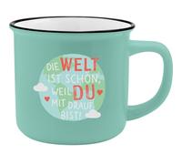 GRUSS & CO Taza XL con diseño del mundo | Taza de porcelana con frase en alemán, 55 on cinta de regalo, regalo de amistad y amor | 74183