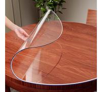 Gruytoie Protector de Mesa Redondo Transparente Diameter 70cm/27.6in, Mantel de PVC Transparente, Mantel de plástico Grueso Impermeable, Lavable, Resistente a la Grasa, para Comedor oficinas
