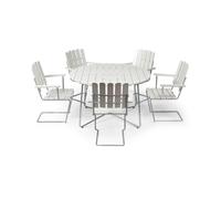 Grythyttan Stålmöbler Conjunto de mesa y sillas Grythyttan blanco 9A Ø120cm + 5 A2