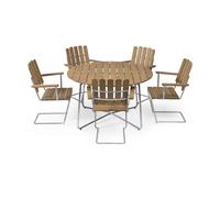 Grythyttan Stålmöbler Conjunto de mesa y sillas Grythyttan de roble 9A Ø120cm + 5 A2
