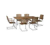 Grythyttan Stålmöbler Conjunto de mesa y sillas Grythyttan teca B31 170 cm + 6 A2